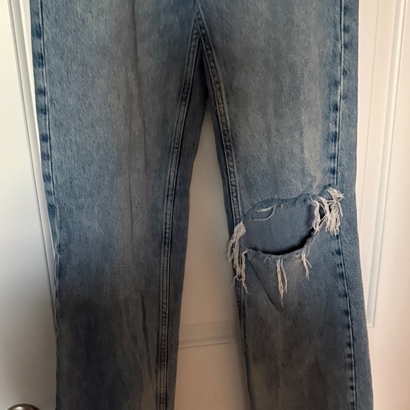 Zara Light Blue Distressed Straight Leg Jeans - Picture 3 of 7